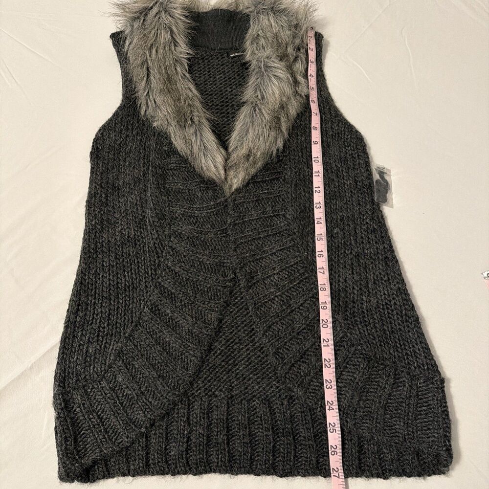 Alpaca Wool Faux Fur Collar Sweater Vest Womens S Mob Wife Western Rodeo Boho - Picture 7 of 10